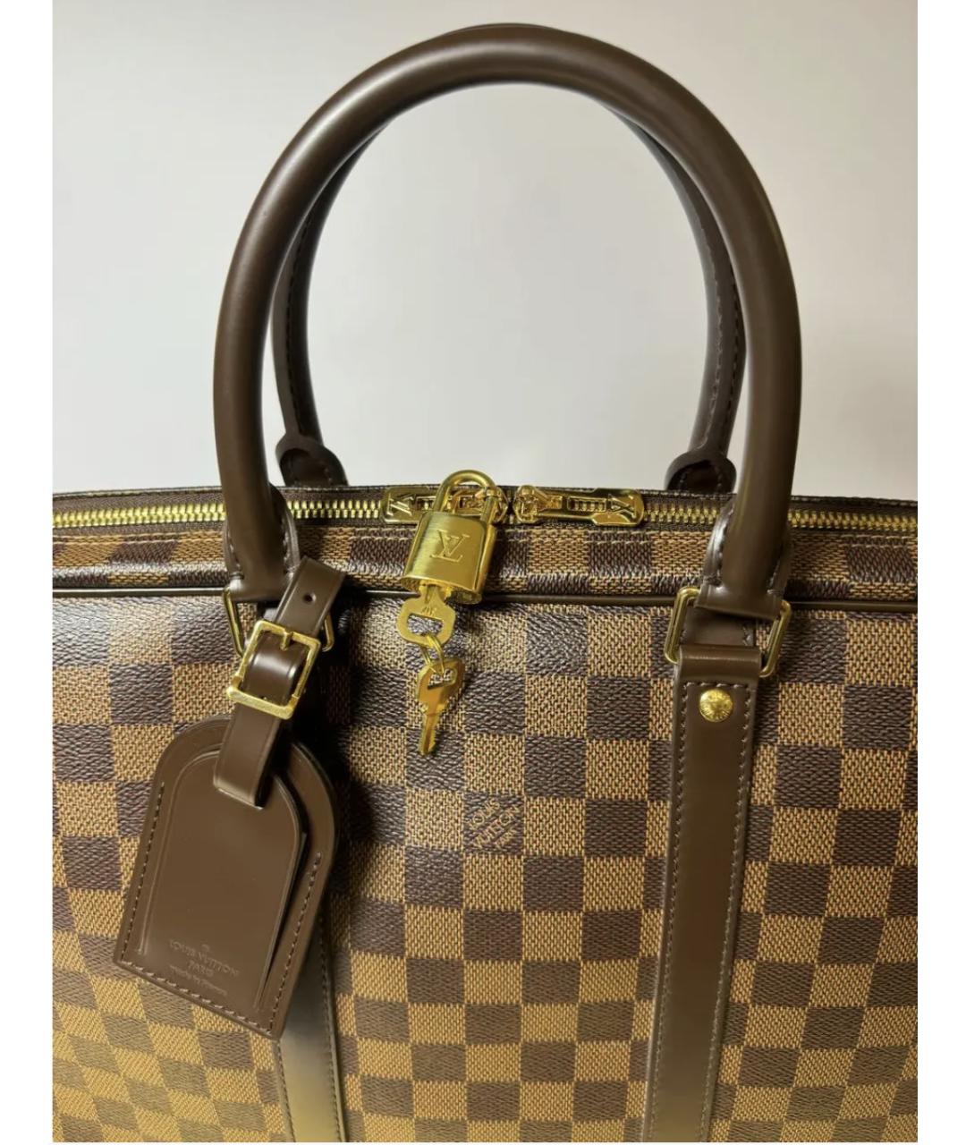 LOUIS VUITTON Коричневый кожаный портфель, фото 6