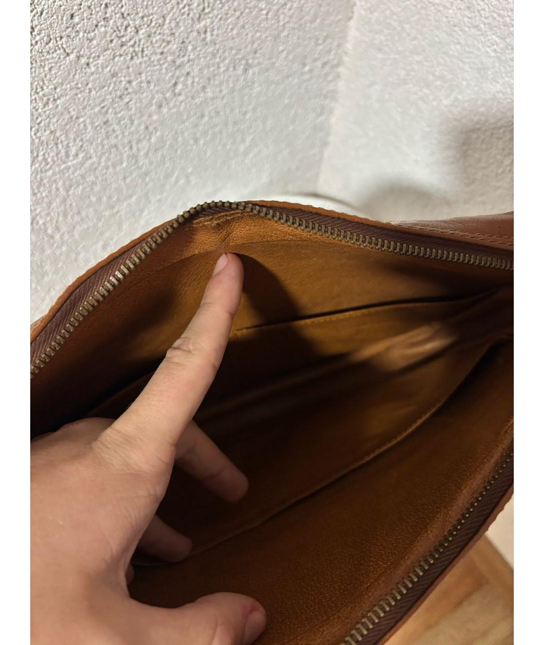 LOUIS VUITTON Коричневая кожаная барсетка, фото 5
