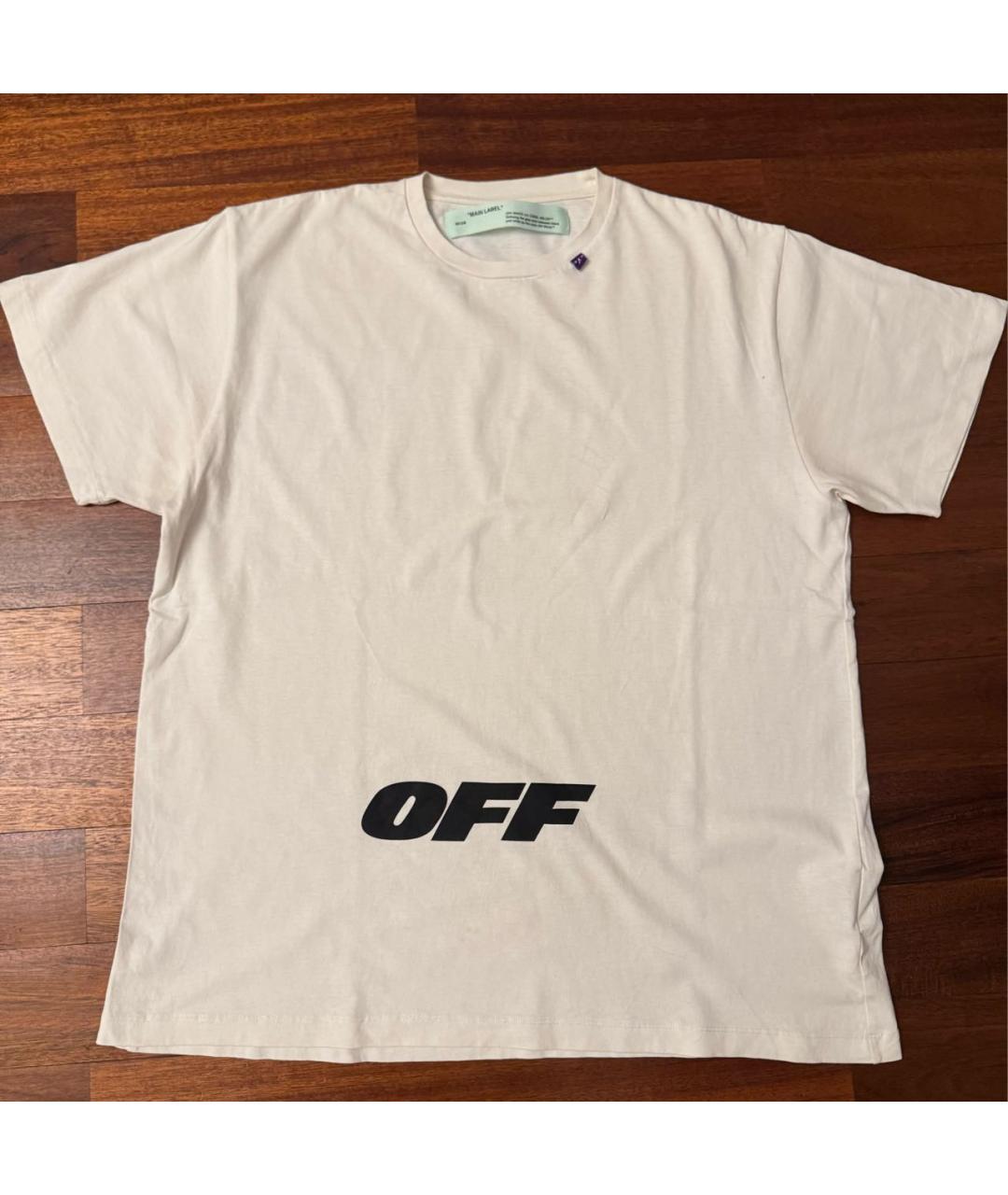OFF-WHITE Белая хлопковая футболка, фото 4