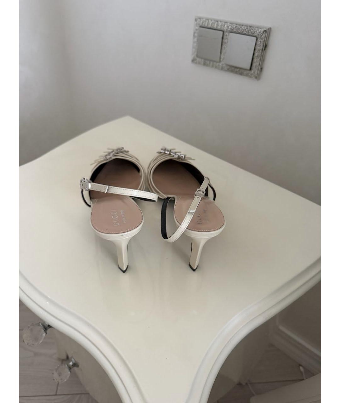 GUCCI Белые кожаные туфли, фото 4