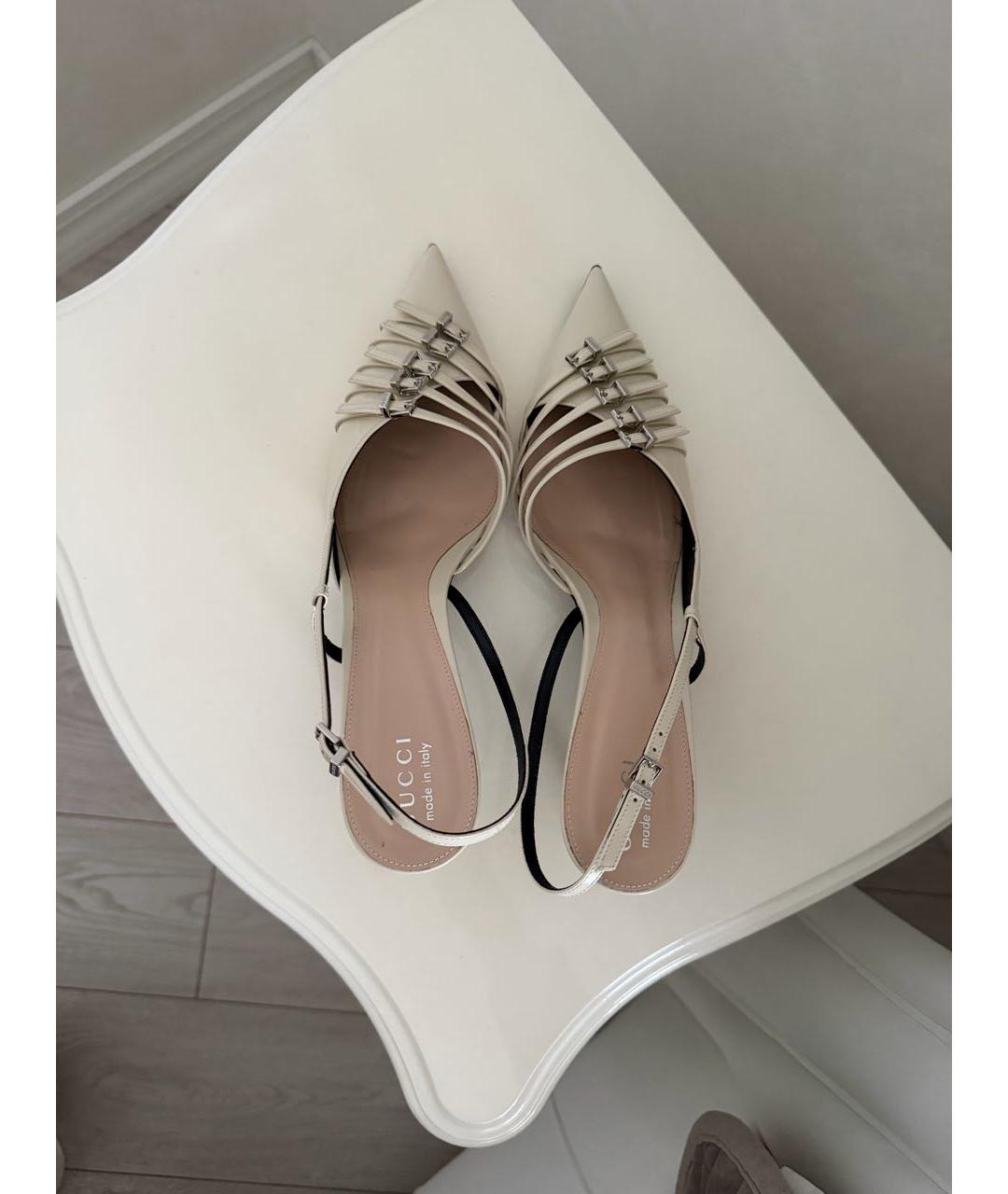 GUCCI Белые кожаные туфли, фото 3