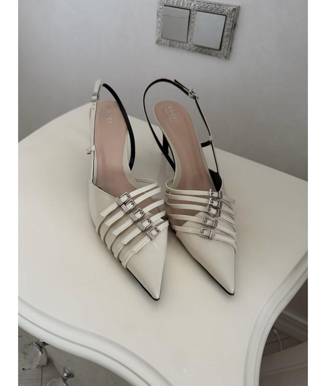 GUCCI Белые кожаные туфли, фото 2