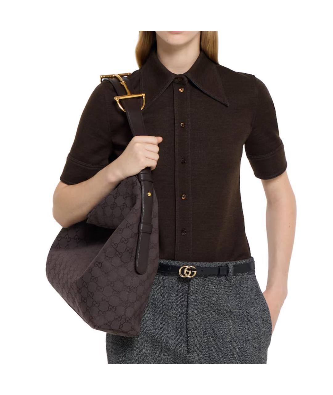 GUCCI Коричневая кожаная сумка с короткими ручками, фото 4