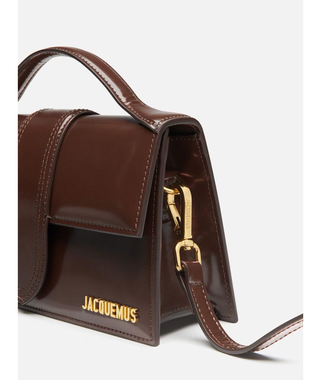 JACQUEMUS Коричневая сумка через плечо из лакированной кожи, фото 4
