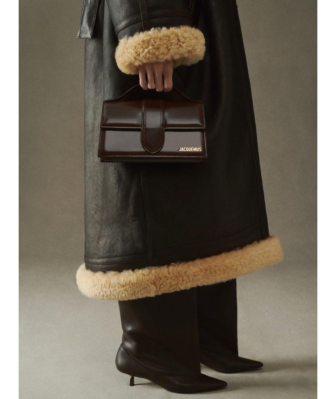 JACQUEMUS Коричневая сумка через плечо из лакированной кожи, фото 6