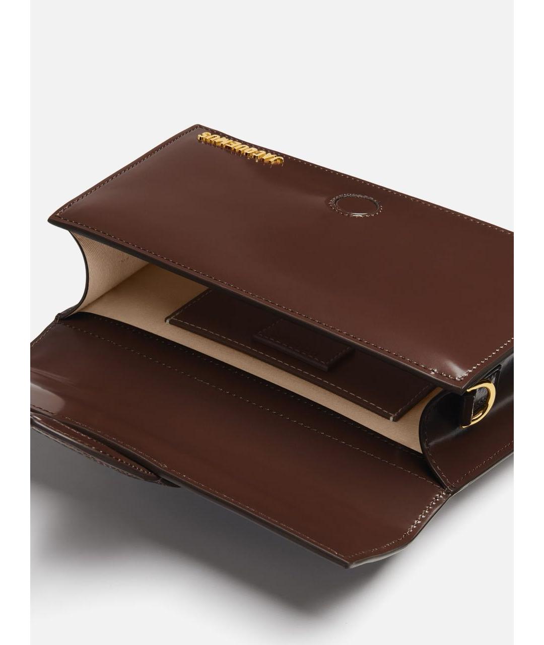 JACQUEMUS Коричневая сумка через плечо из лакированной кожи, фото 5