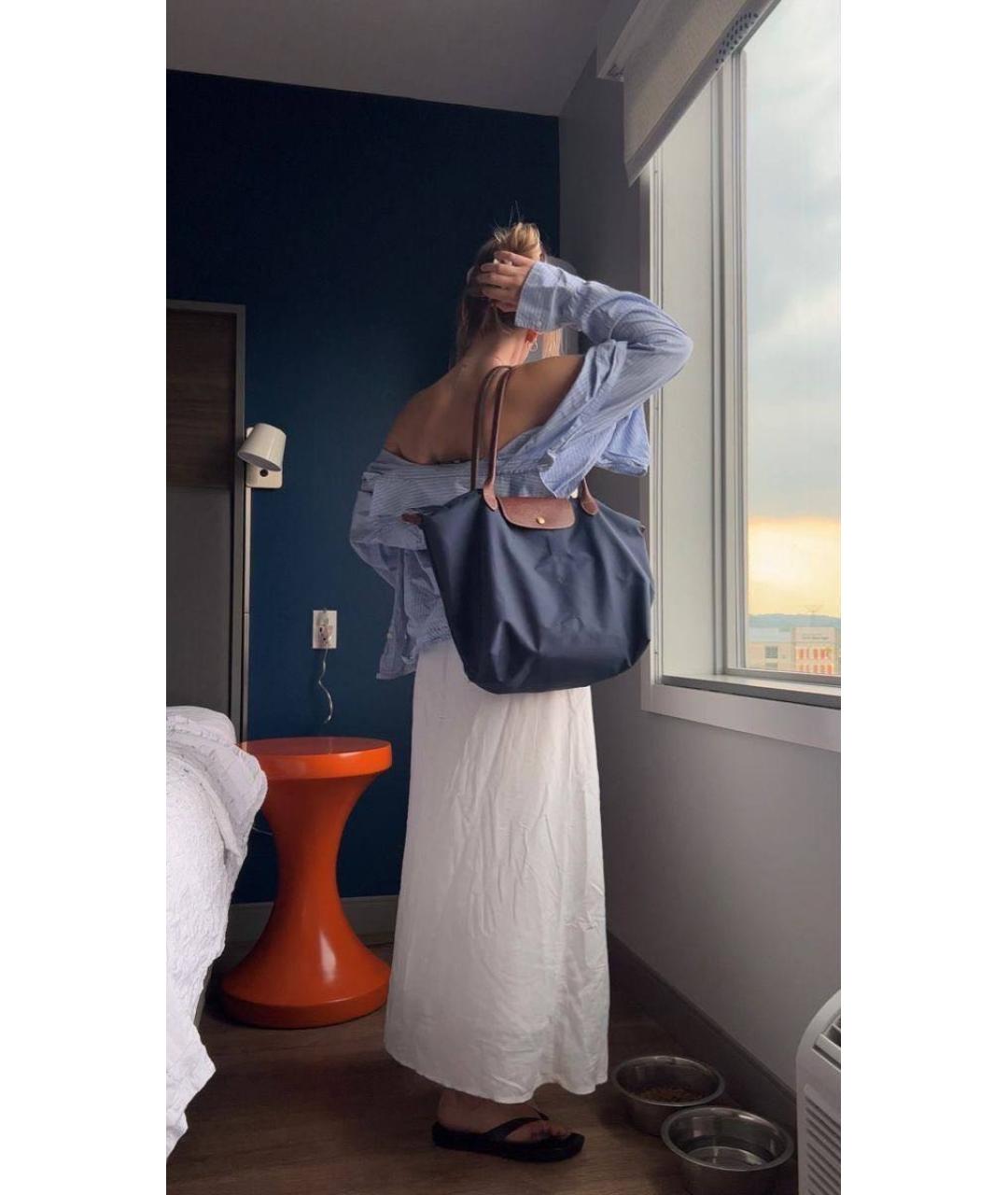 LONGCHAMP Темно-синяя тканевая сумка тоут, фото 4