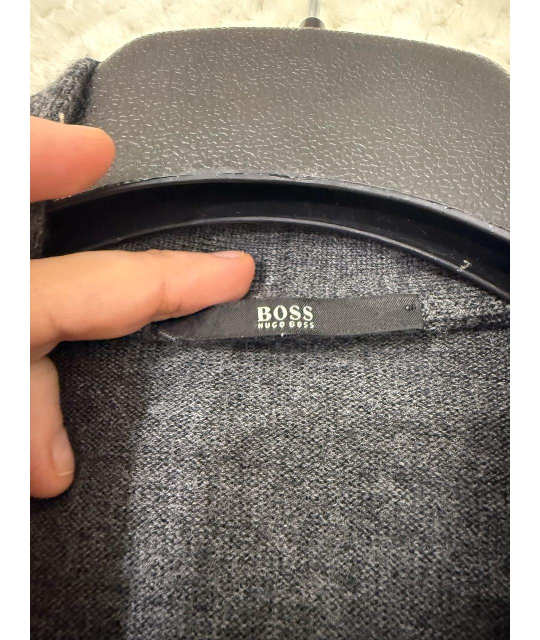 HUGO BOSS Серый шерстяной джемпер / свитер, фото 3