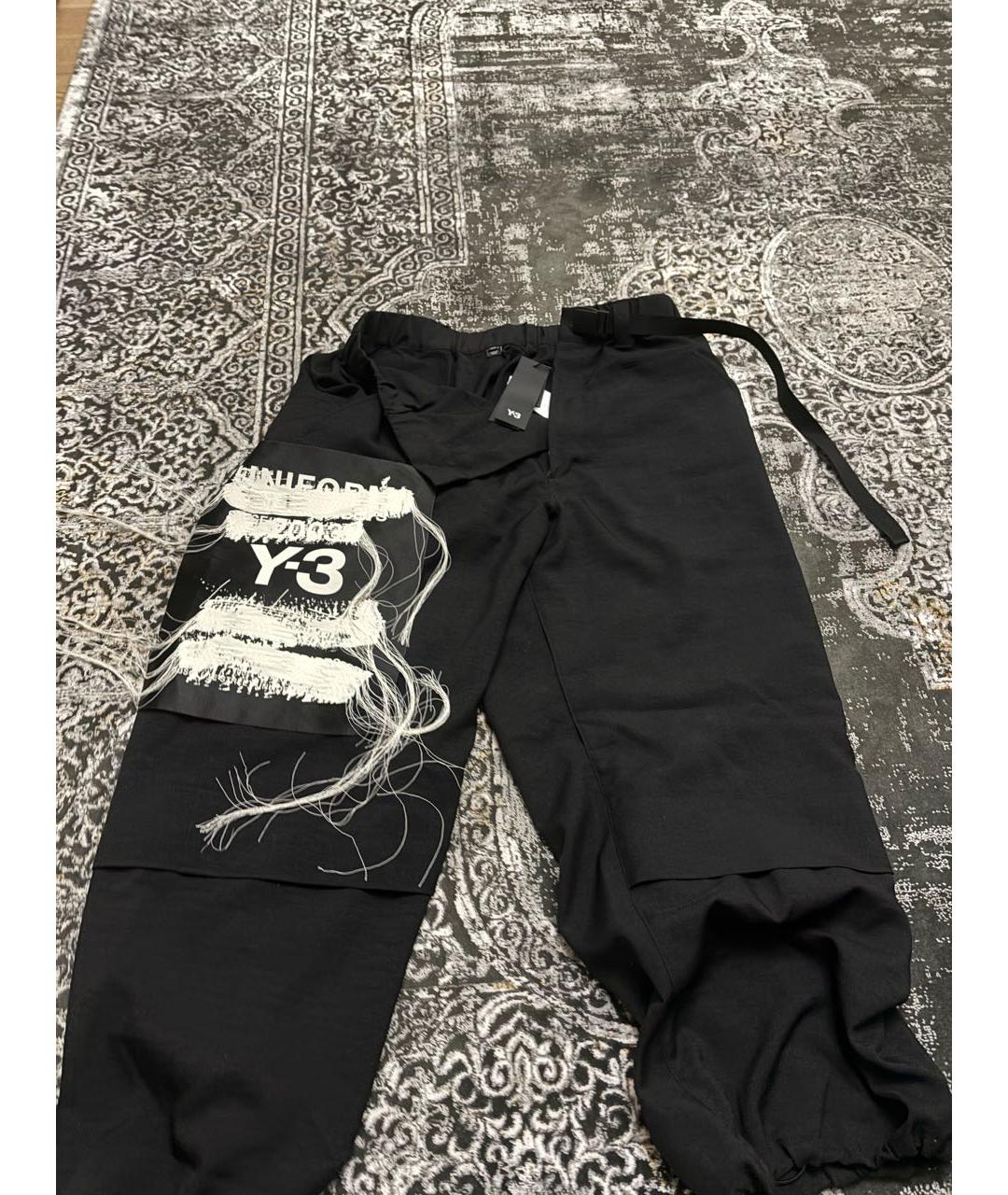 Y-3 Черные хлопковые прямые джинсы, фото 3