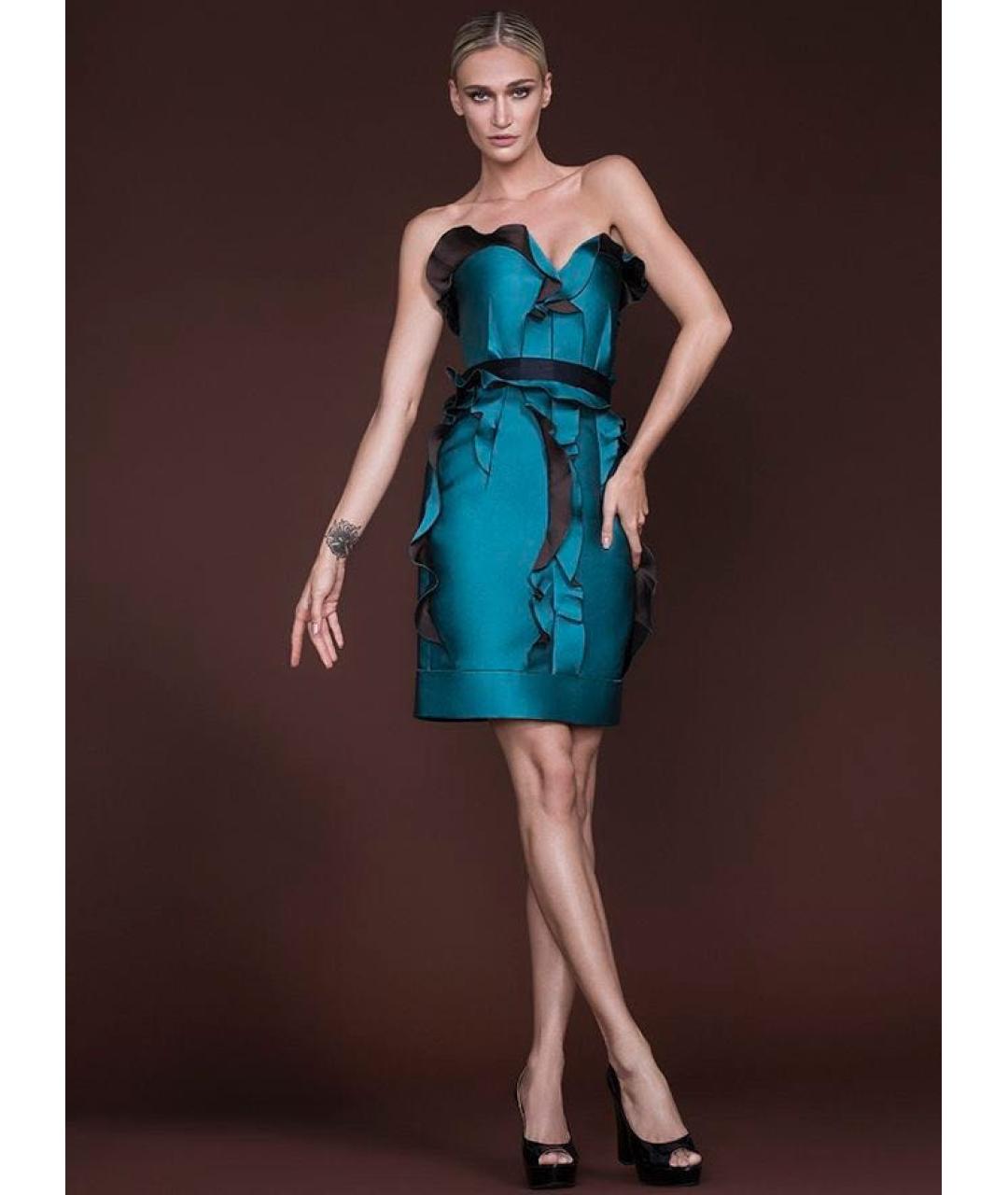 LANVIN Зеленые полиэстеровое коктейльное платье, фото 6