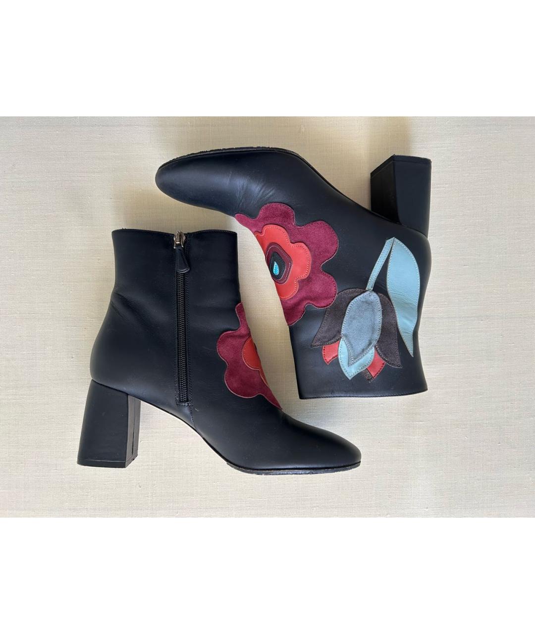 RED VALENTINO Черные кожаные ботильоны, фото 4