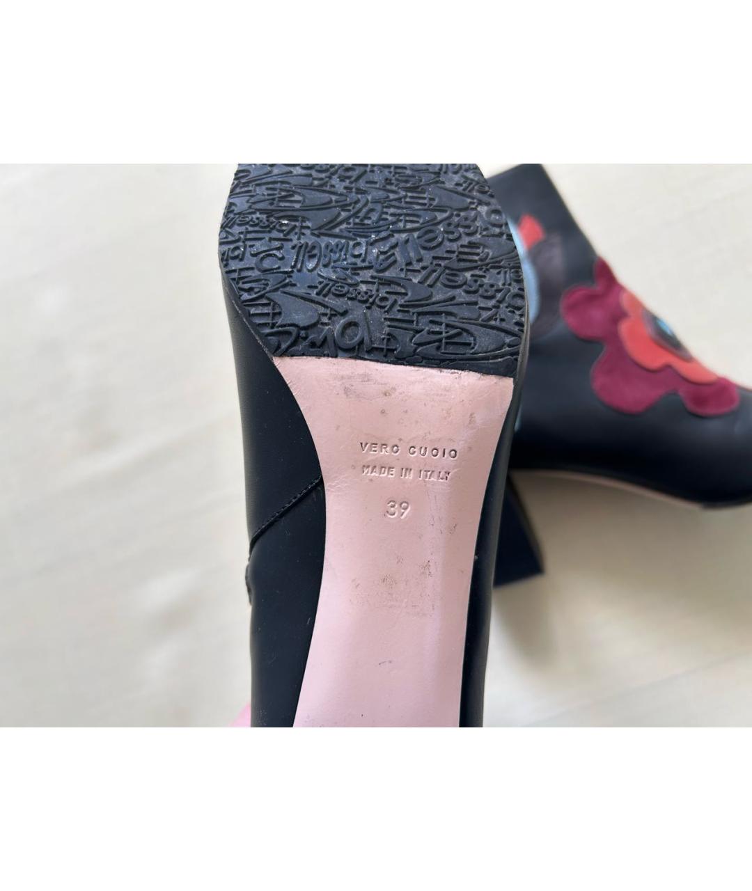 RED VALENTINO Черные кожаные ботильоны, фото 5