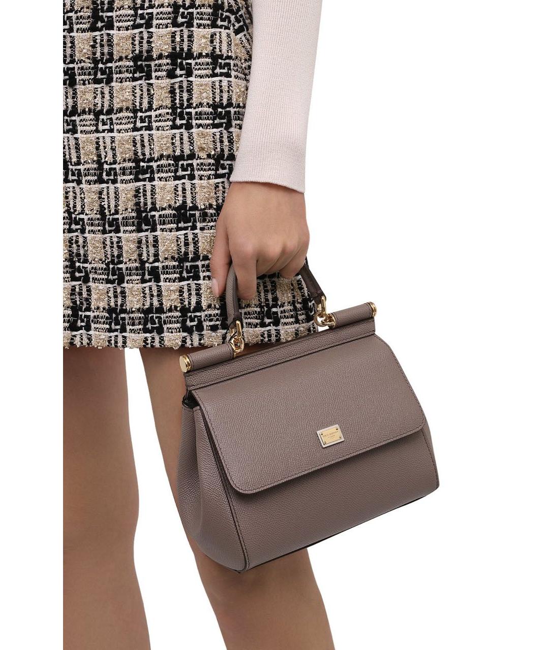 DOLCE&GABBANA Бежевая кожаная сумка через плечо, фото 3