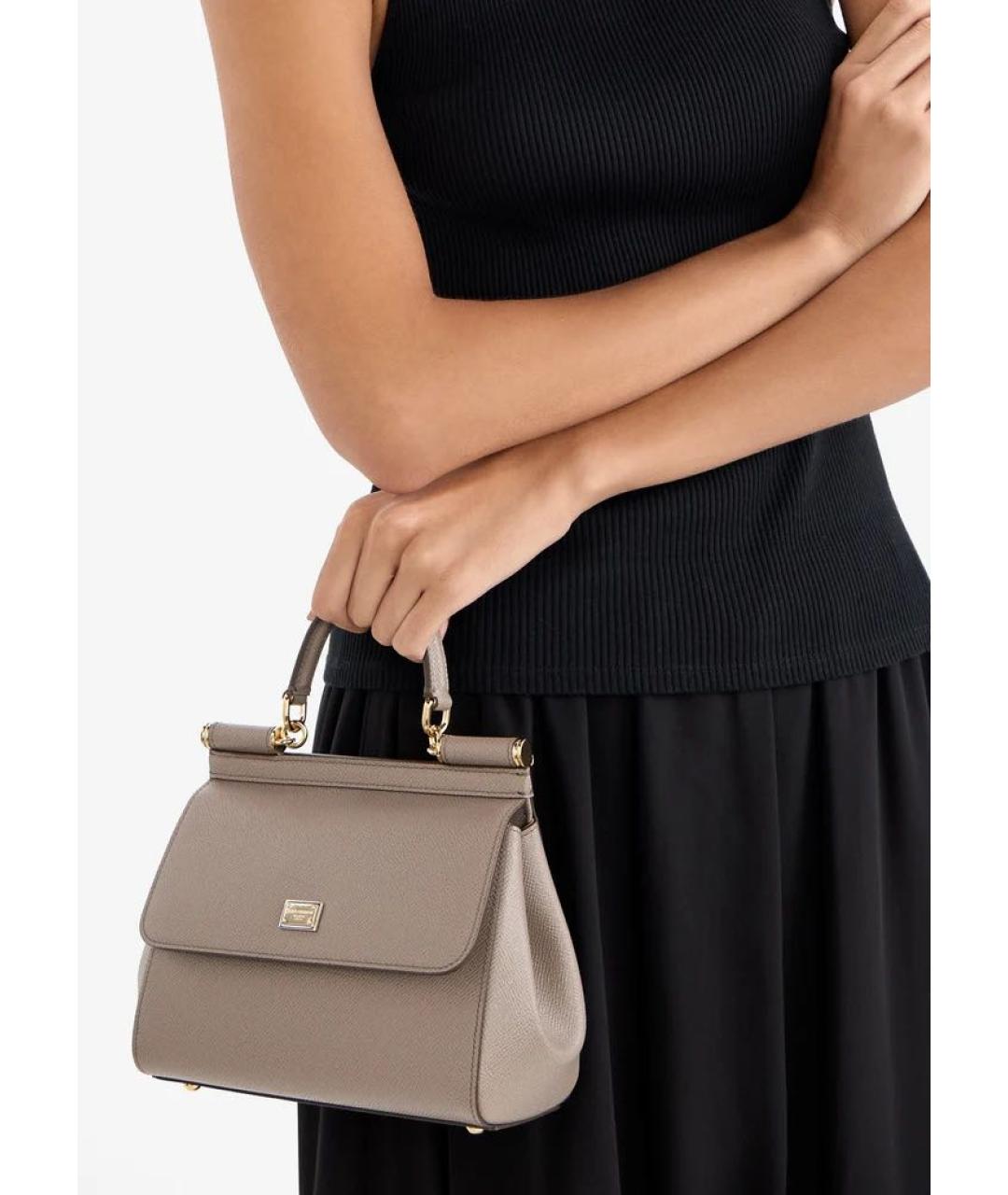 DOLCE&GABBANA Бежевая кожаная сумка через плечо, фото 4