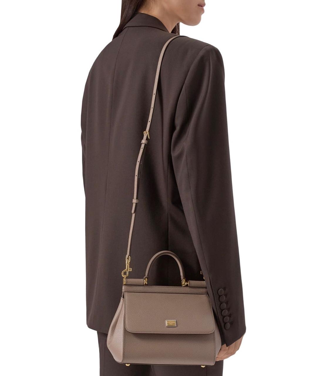 DOLCE&GABBANA Бежевая кожаная сумка через плечо, фото 7