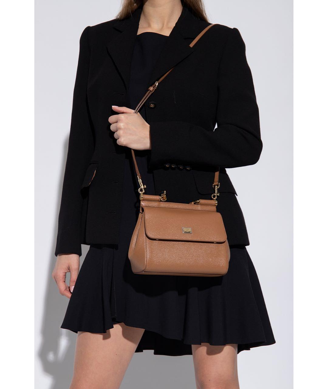 DOLCE&GABBANA Коричневая кожаная сумка с короткими ручками, фото 8