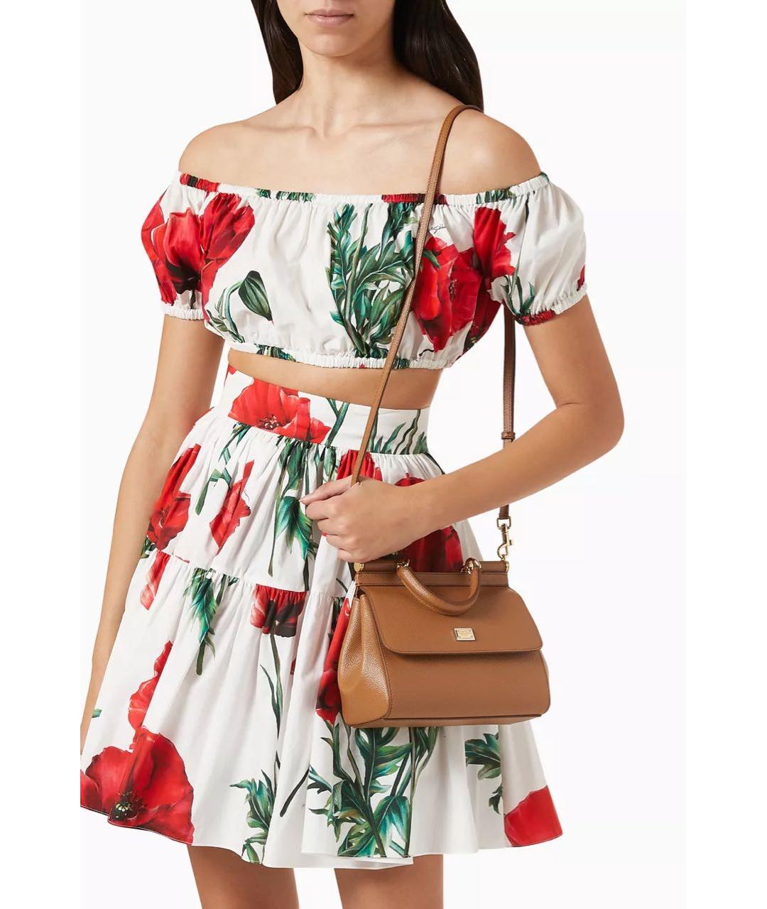 DOLCE&GABBANA Коричневая кожаная сумка с короткими ручками, фото 5
