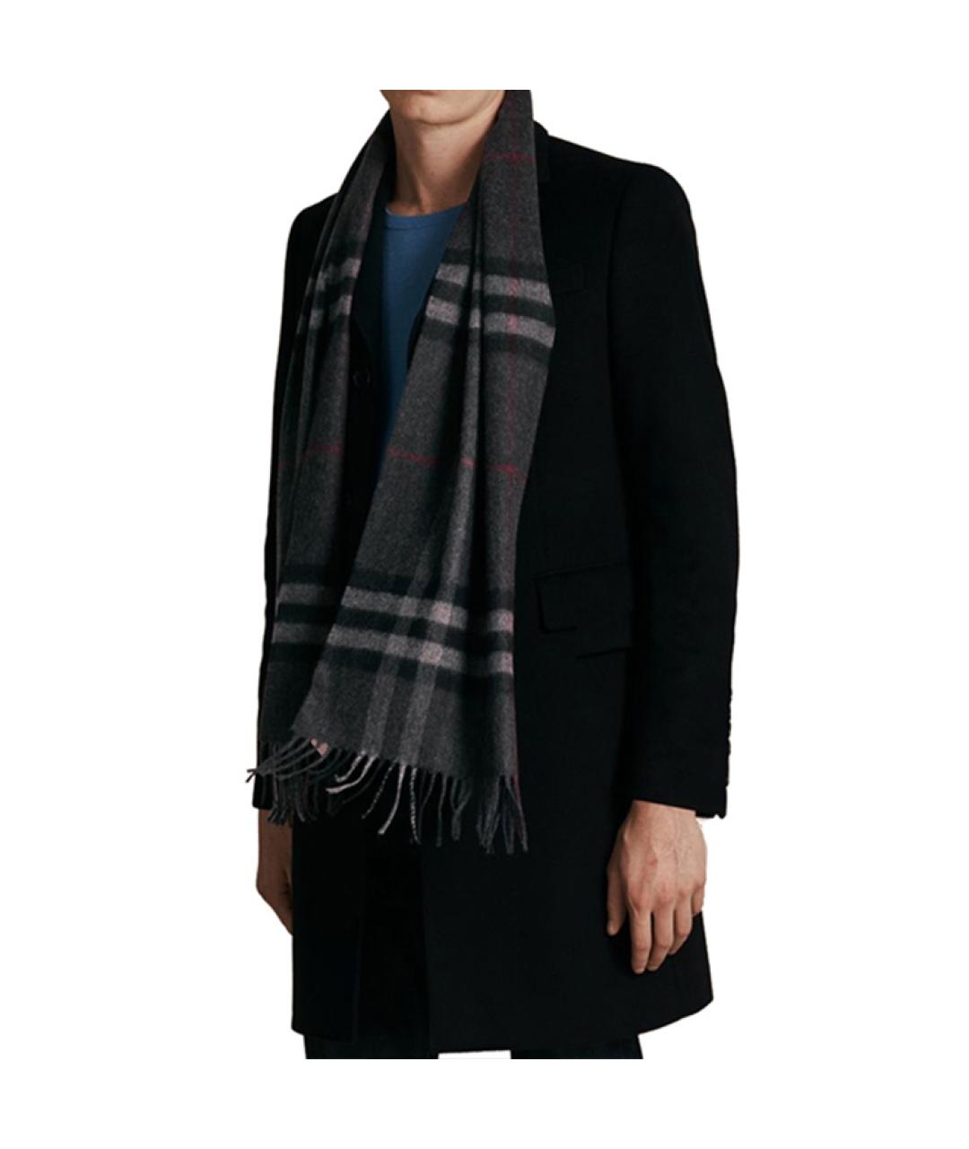 BURBERRY Черный кашемировый шарф, фото 2