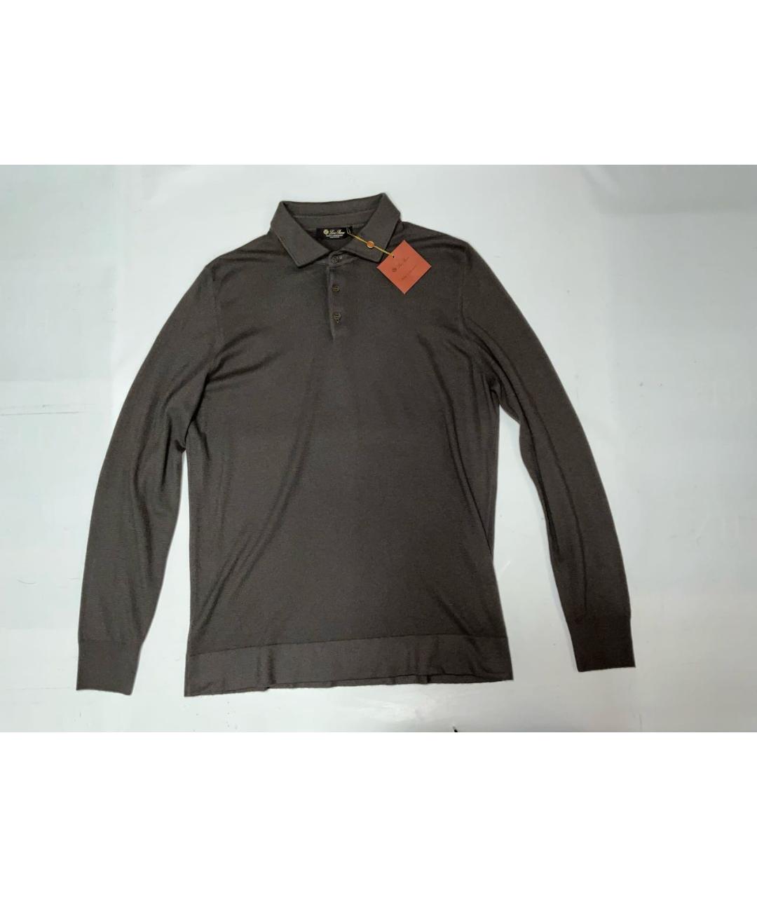 LORO PIANA Коричневое поло с длинным рукавом, фото 7