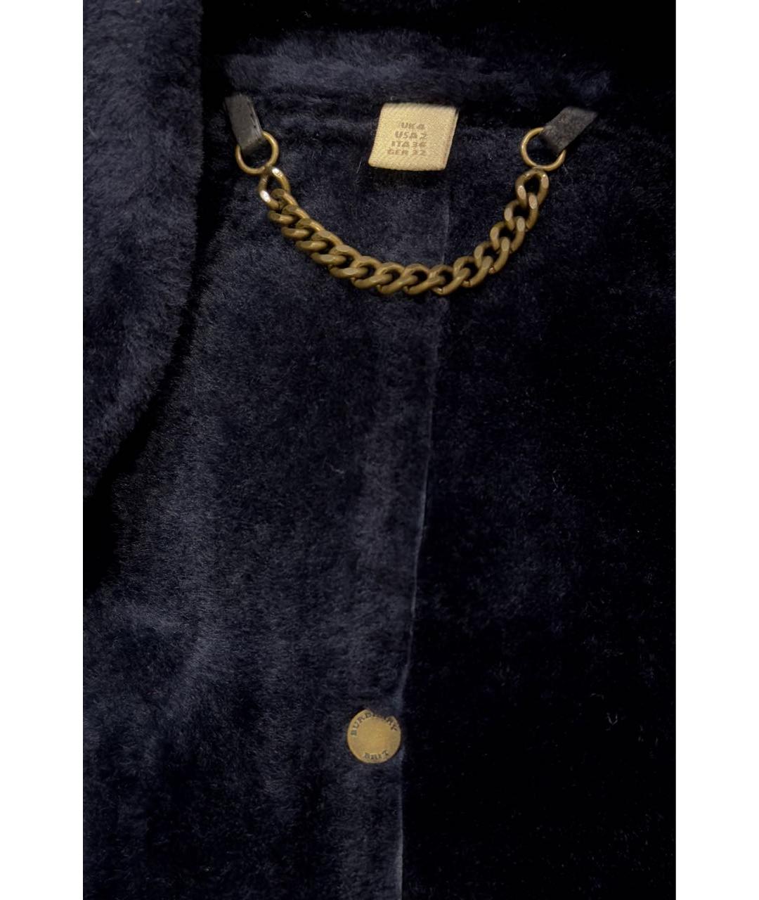 BURBERRY Темно-синяя кожаная дубленка, фото 2
