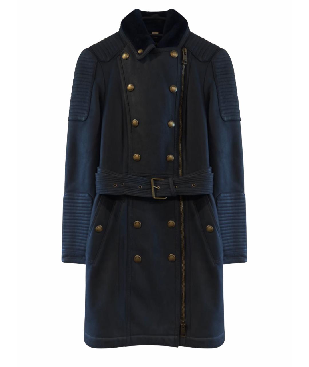 BURBERRY Темно-синяя кожаная дубленка, фото 1