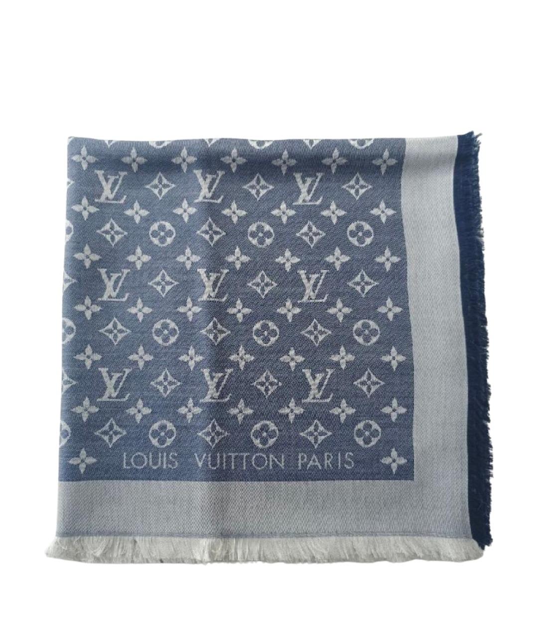 LOUIS VUITTON Синий шелковый платок, фото 1