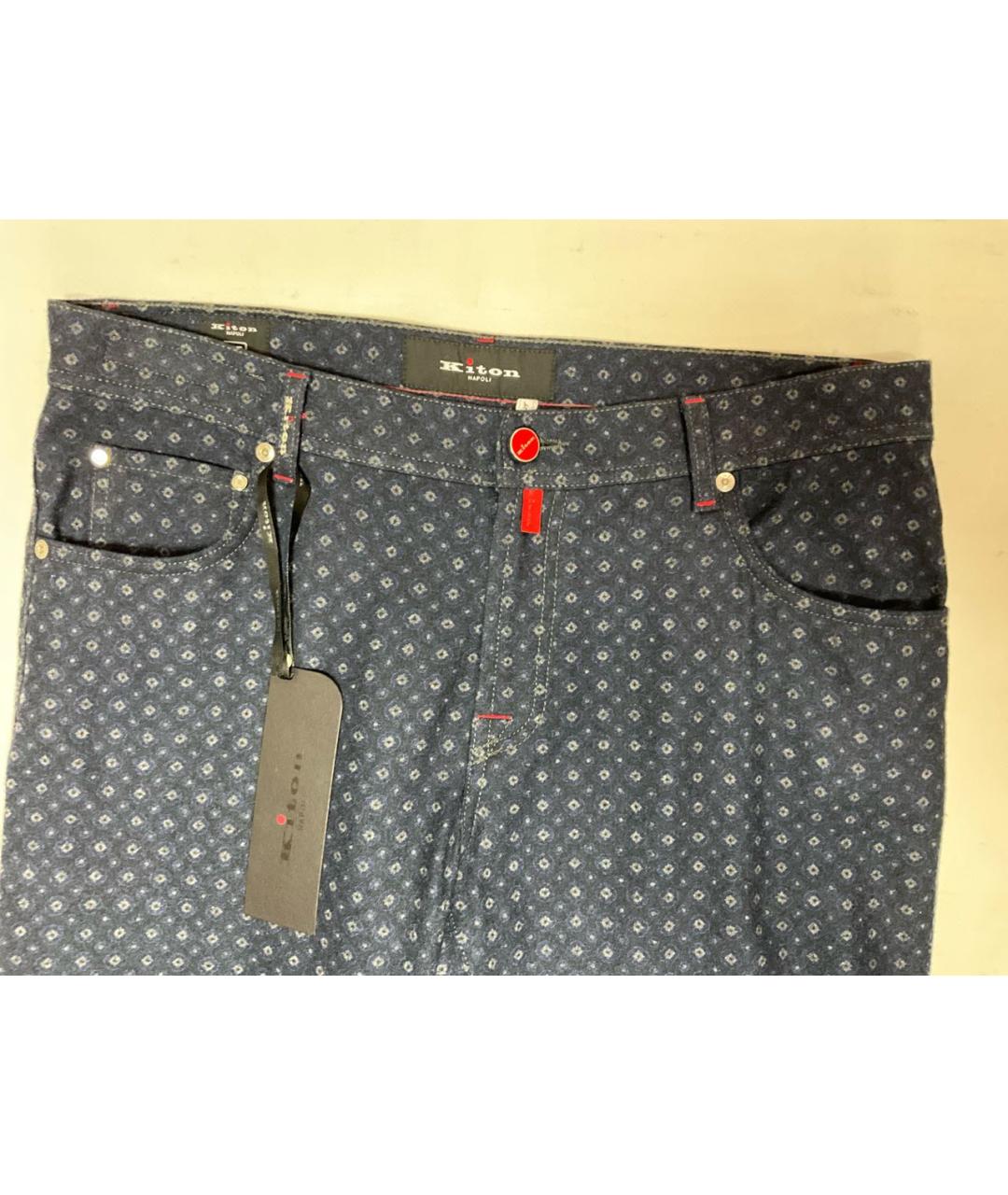 KITON Синие шерстяные классические брюки, фото 2