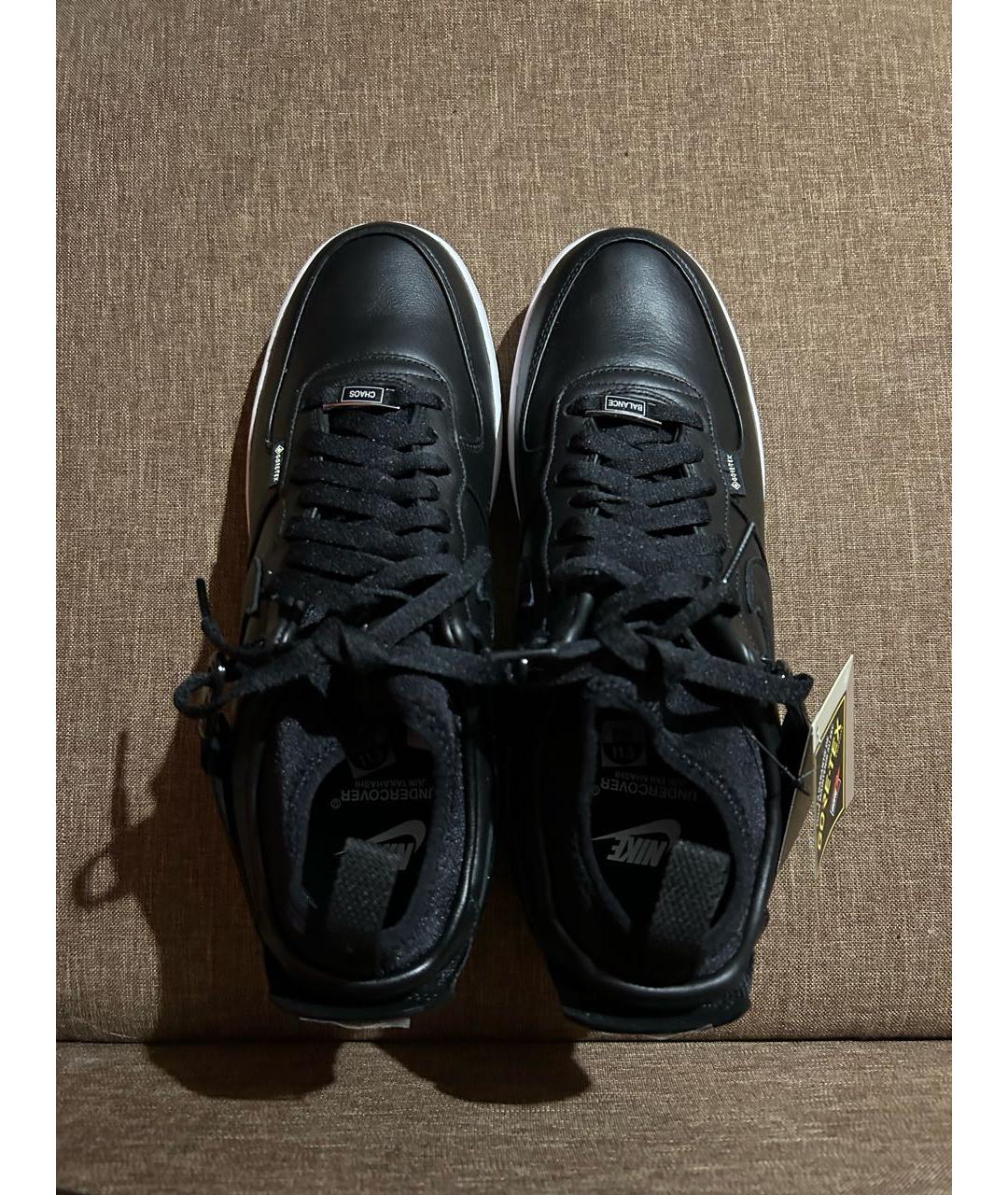 NIKE Черные кожаные низкие кроссовки / кеды, фото 3