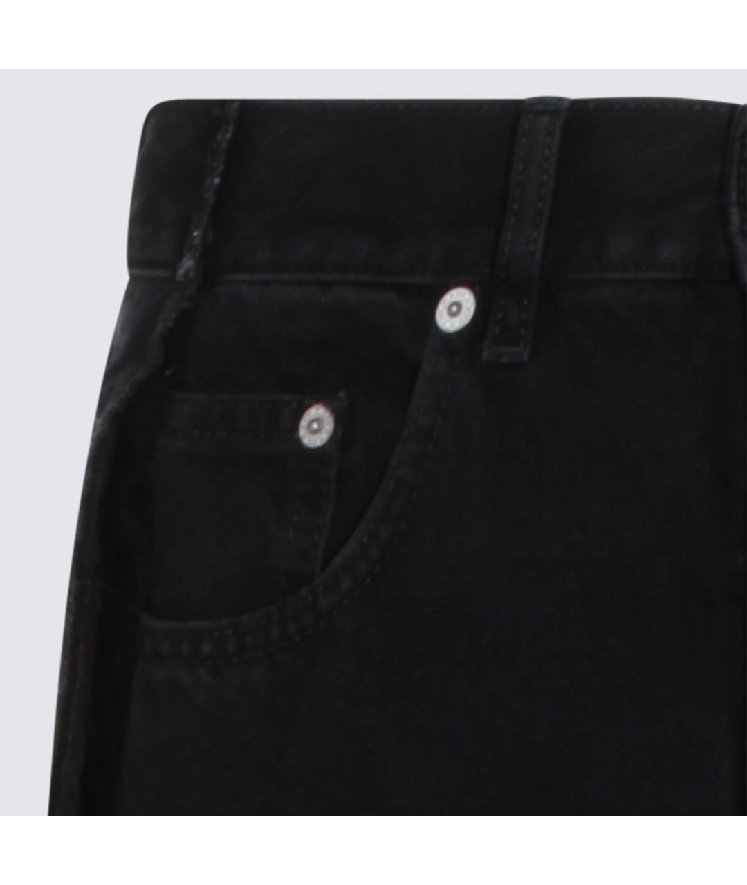 MM6 MAISON MARGIELA Черные хлопковые прямые джинсы, фото 3