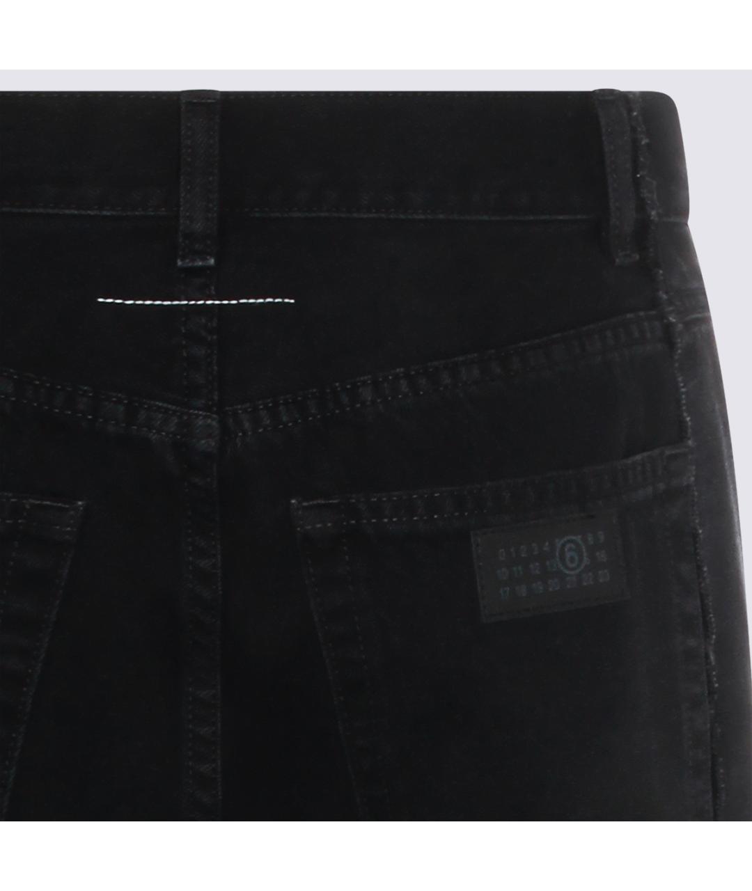 MM6 MAISON MARGIELA Черные хлопковые прямые джинсы, фото 5