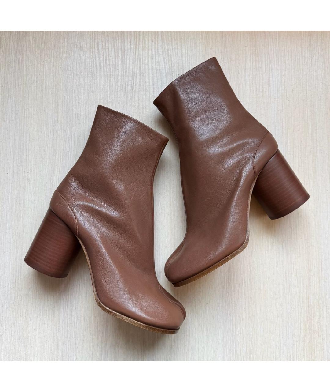 MAISON MARGIELA Коричневые кожаные ботильоны, фото 4