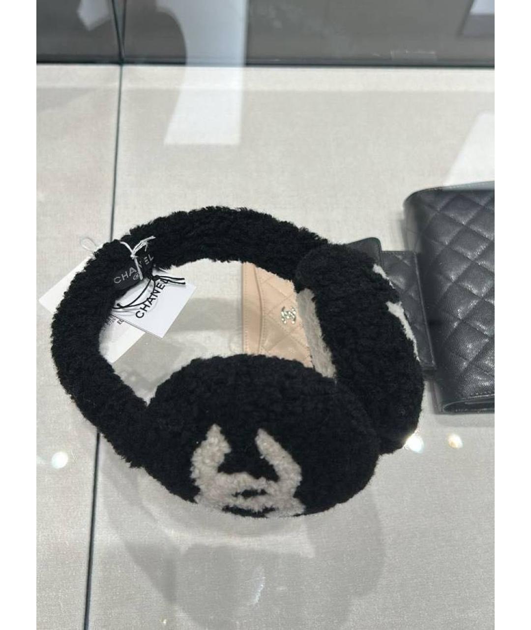 CHANEL Черные кашемировые наушники, фото 3