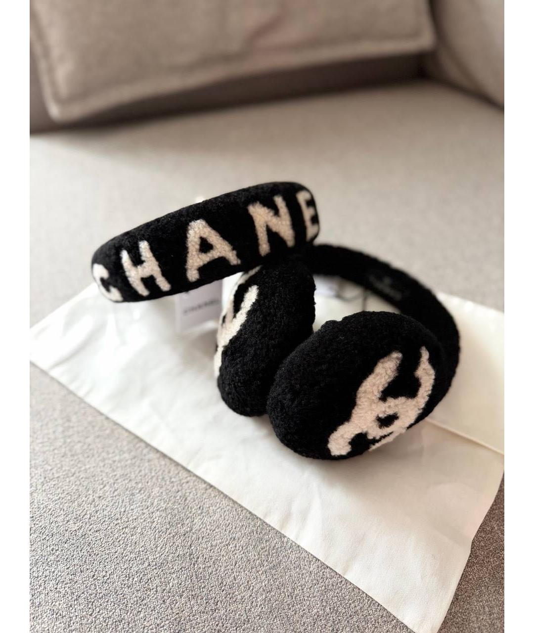 CHANEL Черные кашемировые наушники, фото 4