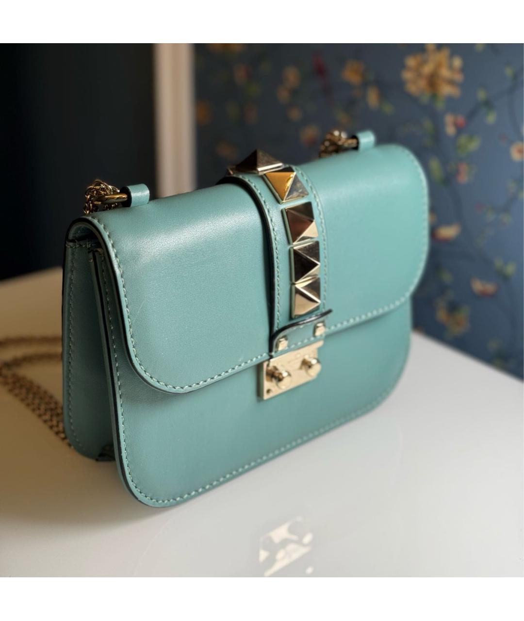VALENTINO Бирюзовая кожаная сумка через плечо, фото 2