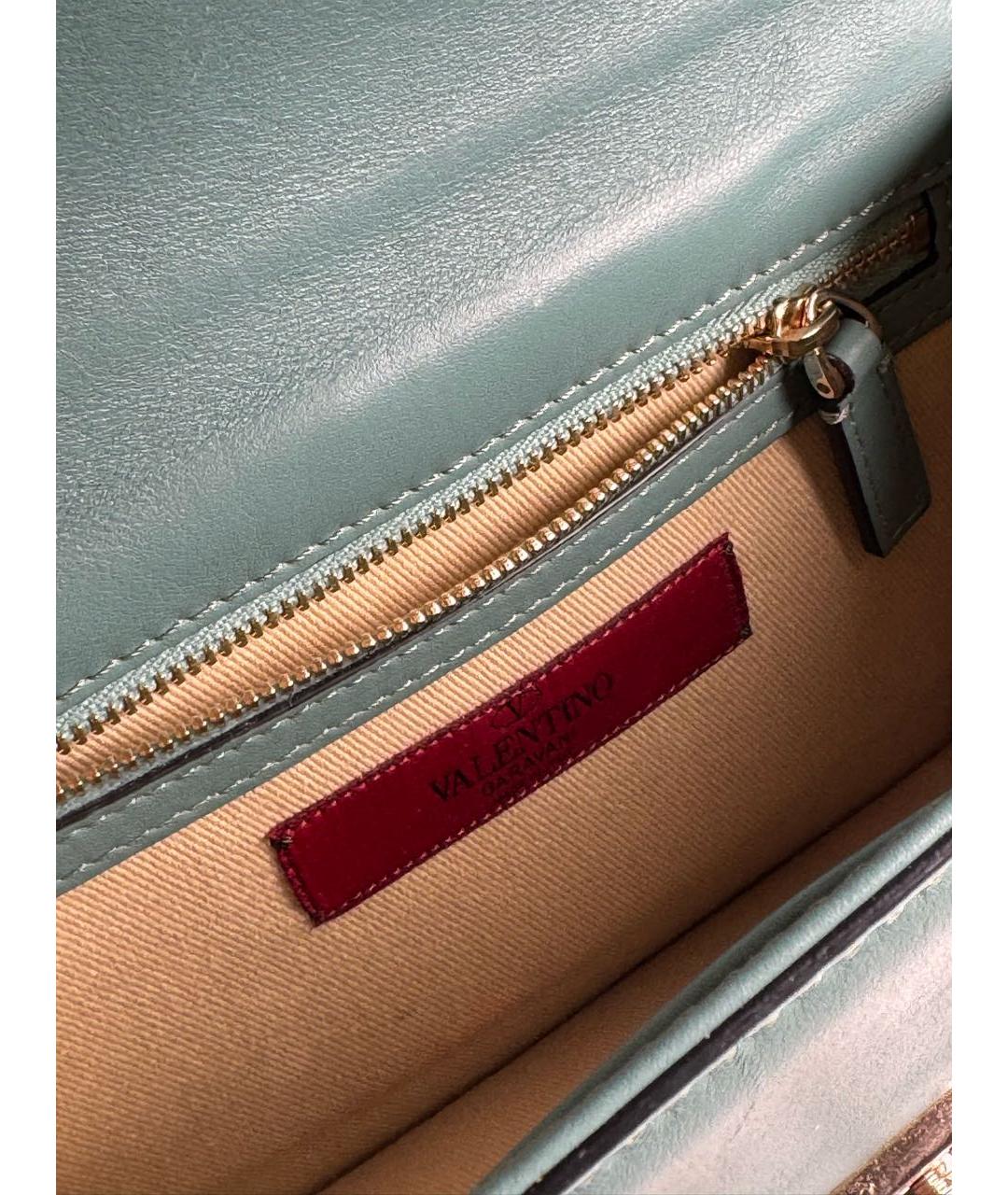 VALENTINO Бирюзовая кожаная сумка через плечо, фото 4