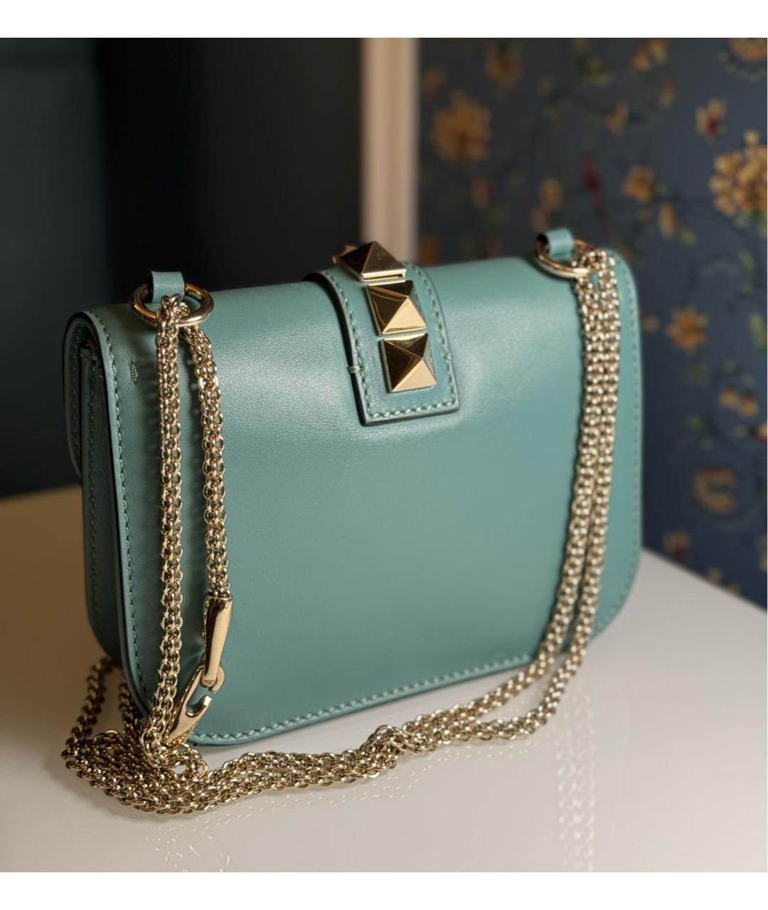VALENTINO Бирюзовая кожаная сумка через плечо, фото 3