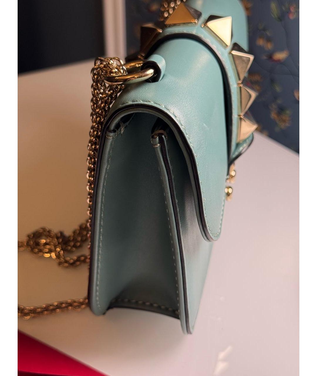 VALENTINO Бирюзовая кожаная сумка через плечо, фото 5