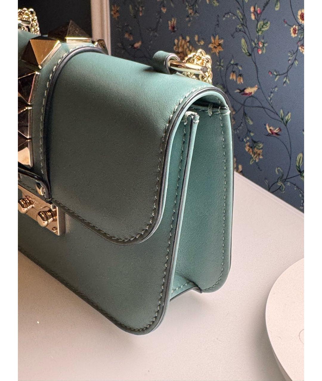 VALENTINO Бирюзовая кожаная сумка через плечо, фото 6