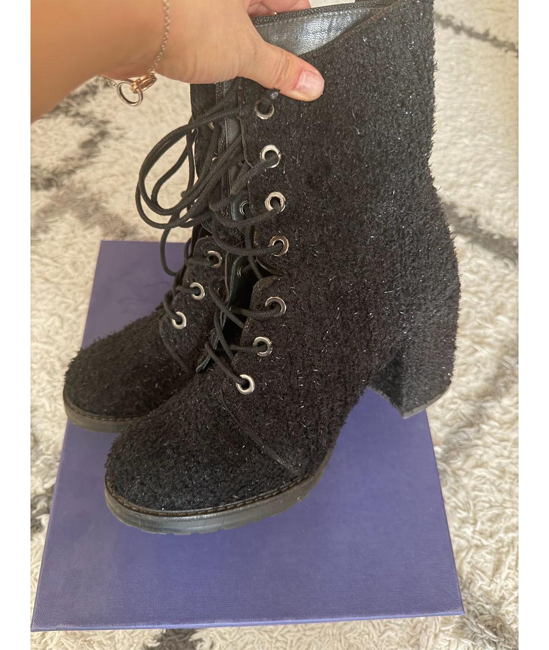 STUART WEITZMAN Черные текстильные ботильоны, фото 3