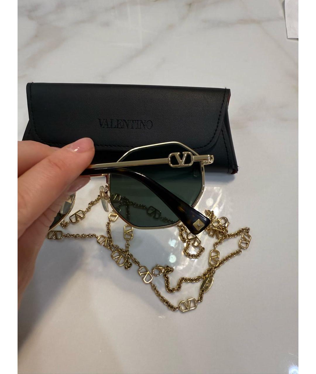 VALENTINO Хаки металлические солнцезащитные очки, фото 3
