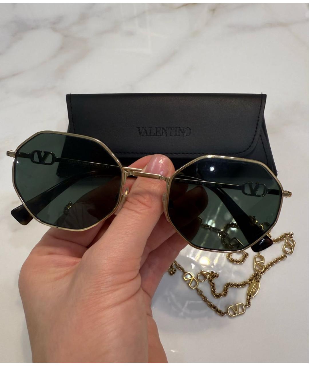 VALENTINO Хаки металлические солнцезащитные очки, фото 4