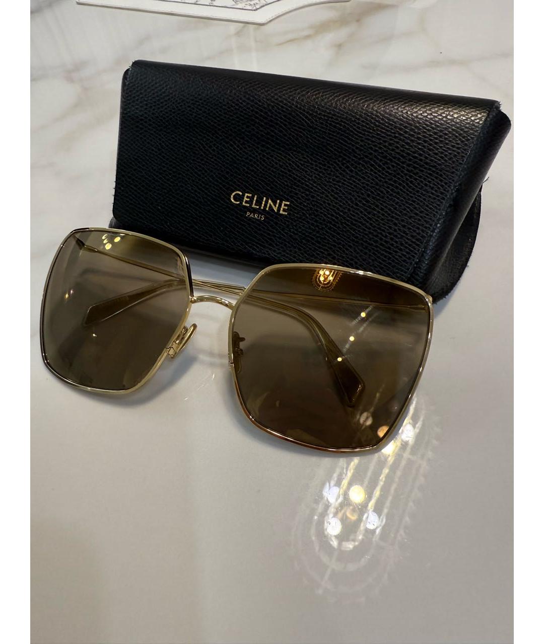 CELINE Хаки металлические солнцезащитные очки, фото 4
