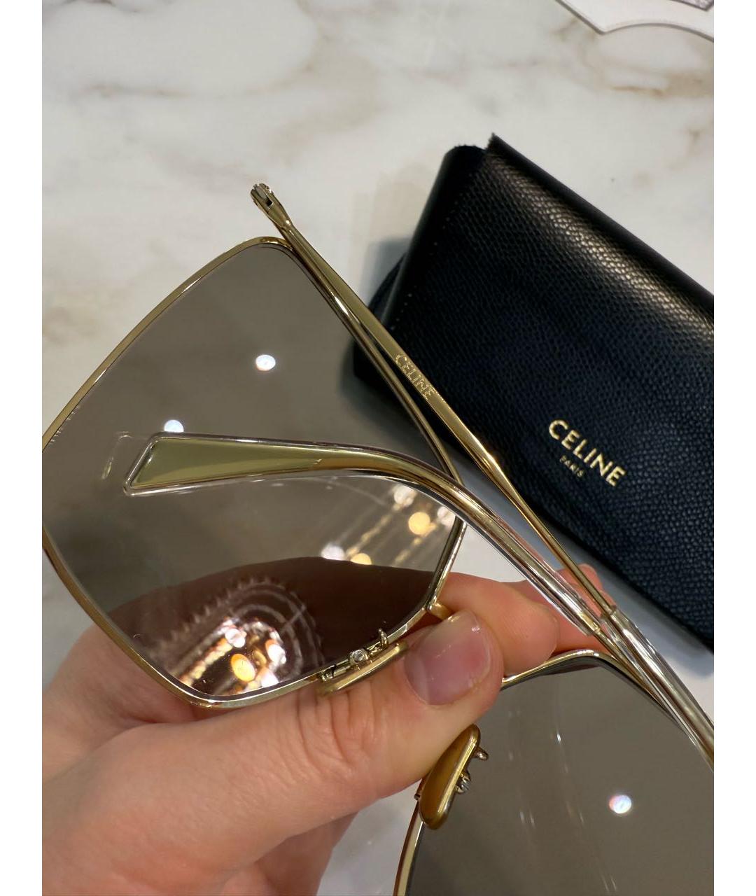 CELINE Хаки металлические солнцезащитные очки, фото 3