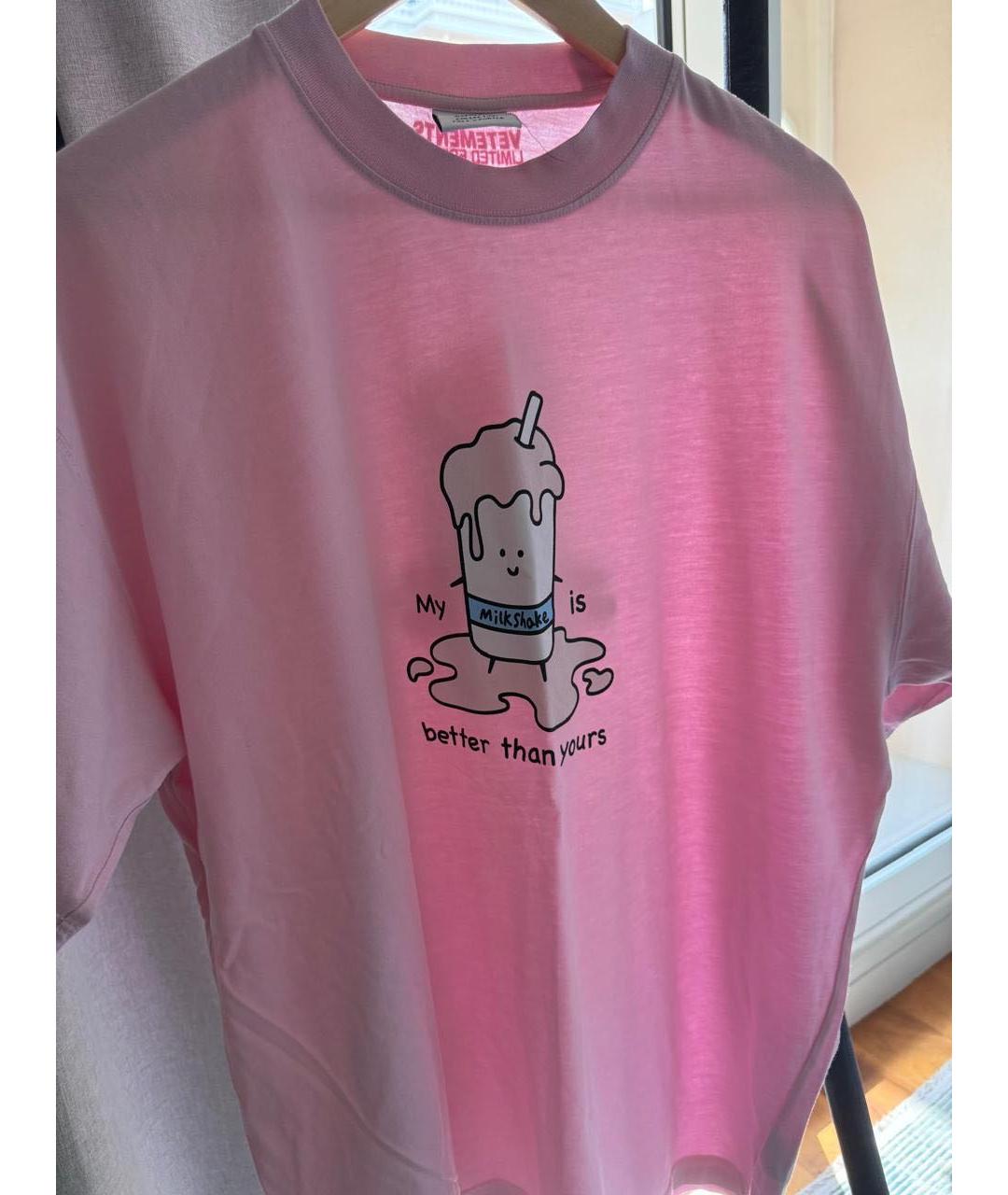 VETEMENTS Розовая хлопковая футболка, фото 7