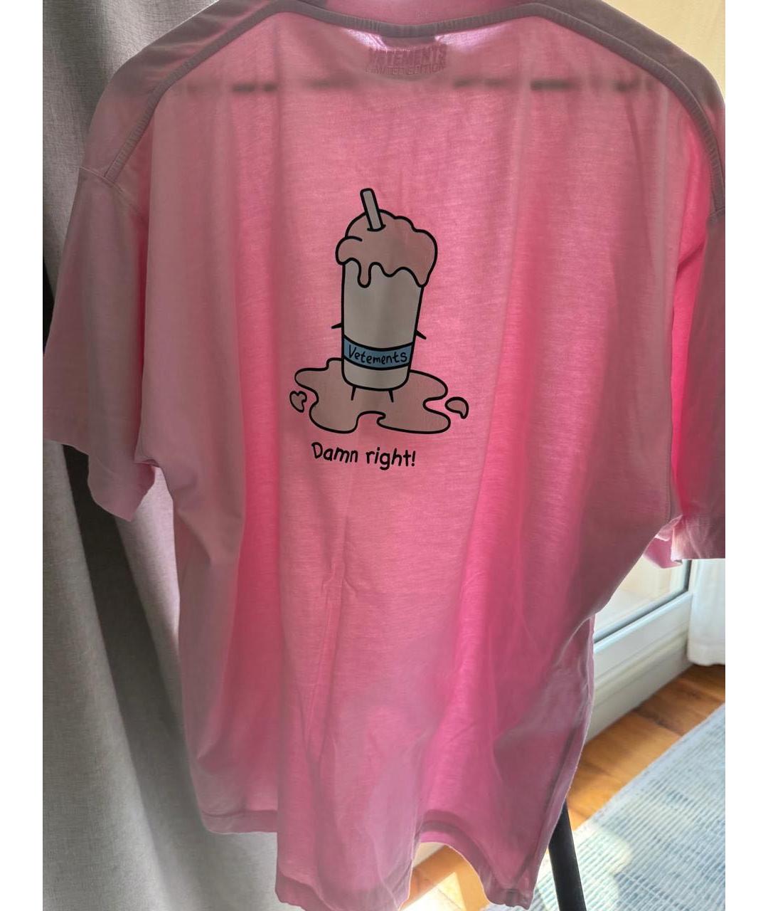 VETEMENTS Розовая хлопковая футболка, фото 2
