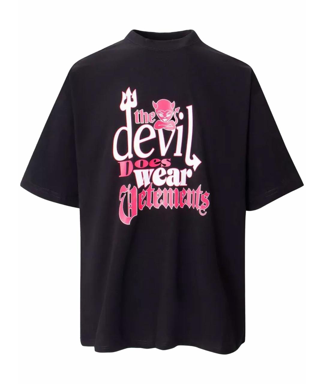 VETEMENTS Черная хлопковая футболка, фото 1