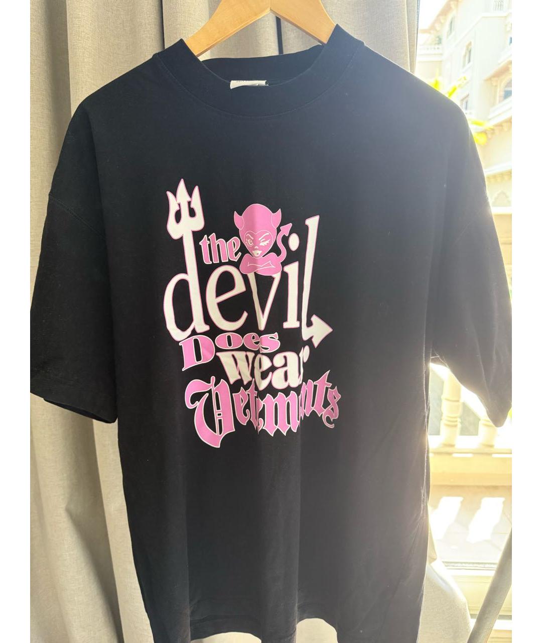 VETEMENTS Черная хлопковая футболка, фото 4