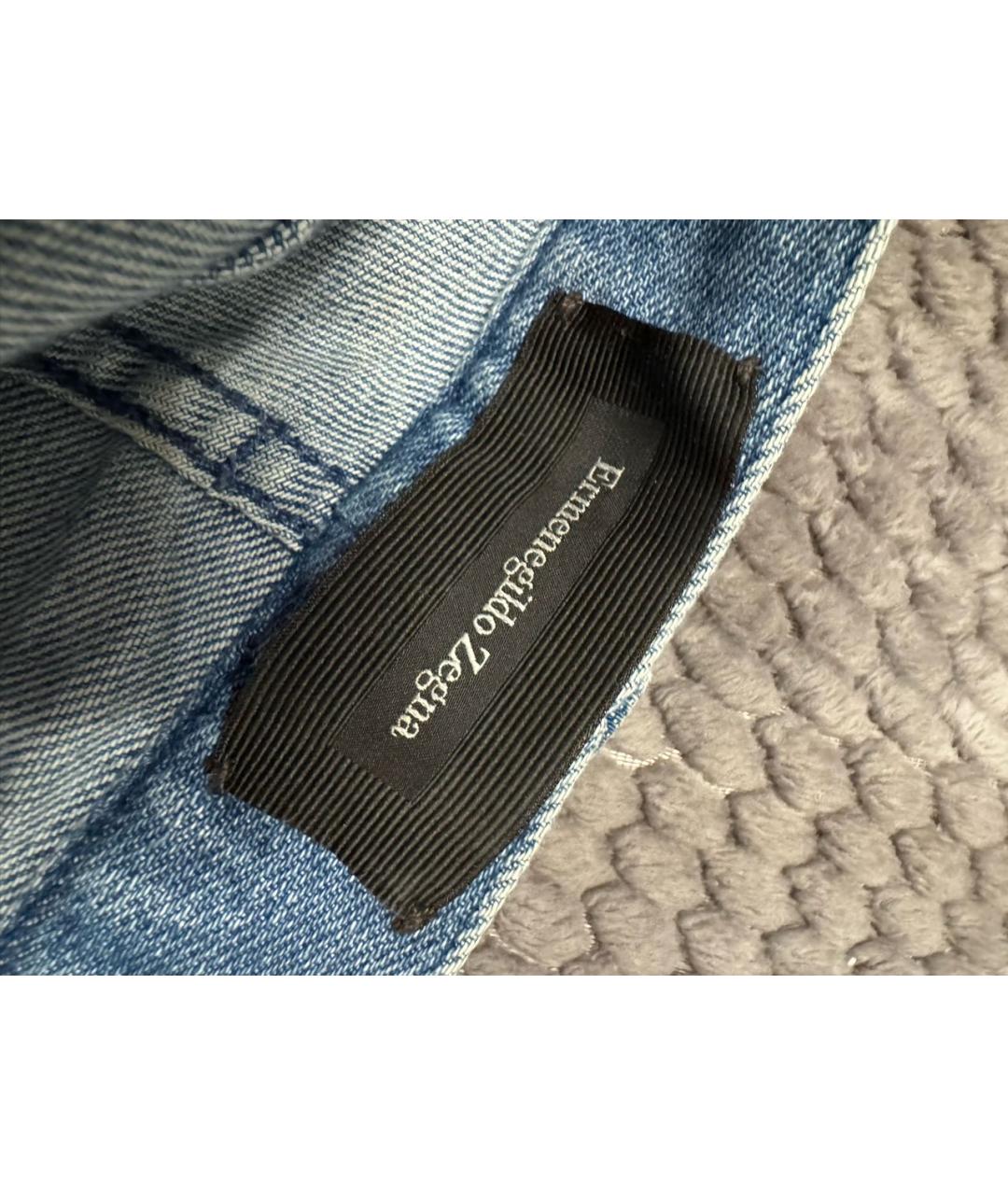 ERMENEGILDO ZEGNA XXX Голубые хлопковые прямые джинсы, фото 4