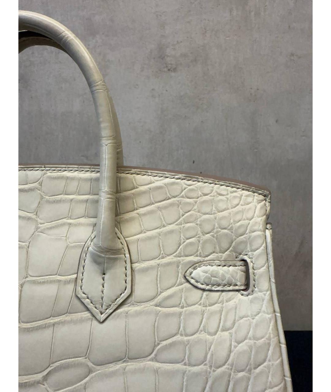 HERMES Белая сумка с короткими ручками из экзотической кожи, фото 5