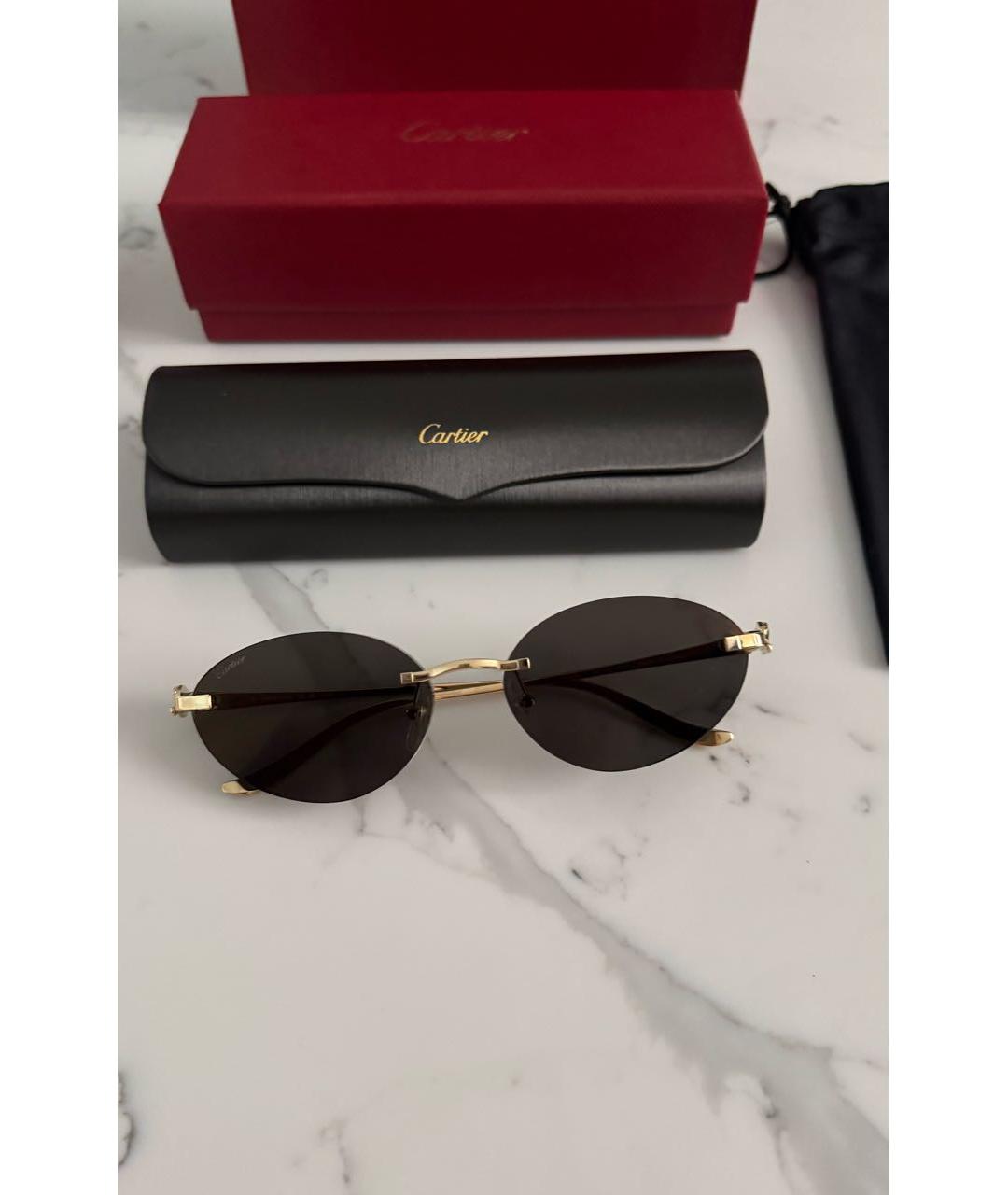 CARTIER Золотые металлические солнцезащитные очки, фото 5